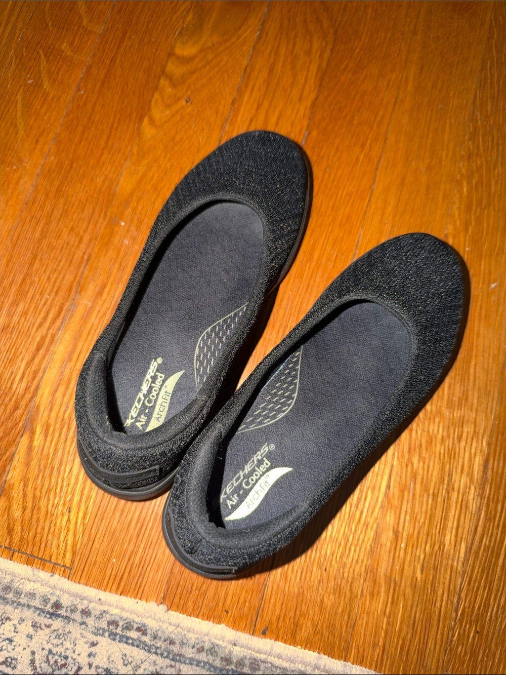 Skechers Women's Black Knit Slip-On Ballet Flats
